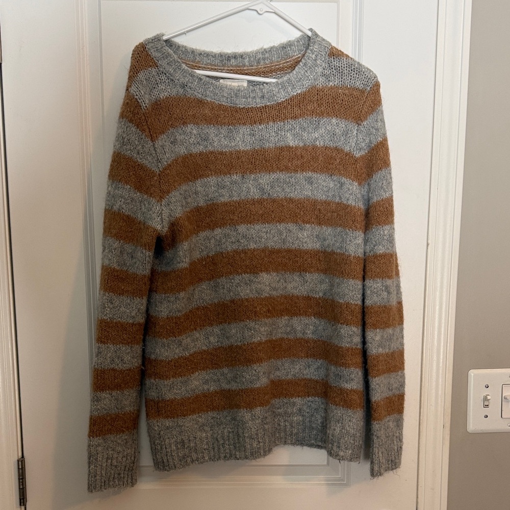 Lou & Grey Gray and Brown Striped Sweater